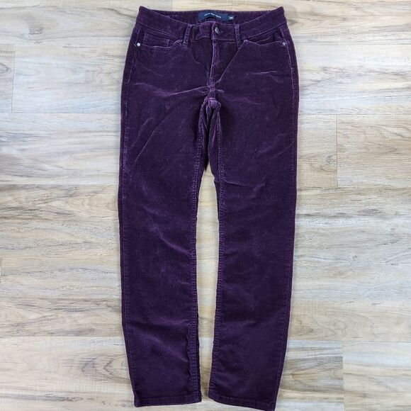 ☔️🔹️Calvin Klein Burgundy Plum Ultimate Skinny Corduroy Jeans Size 8 - Picture 3 of 12